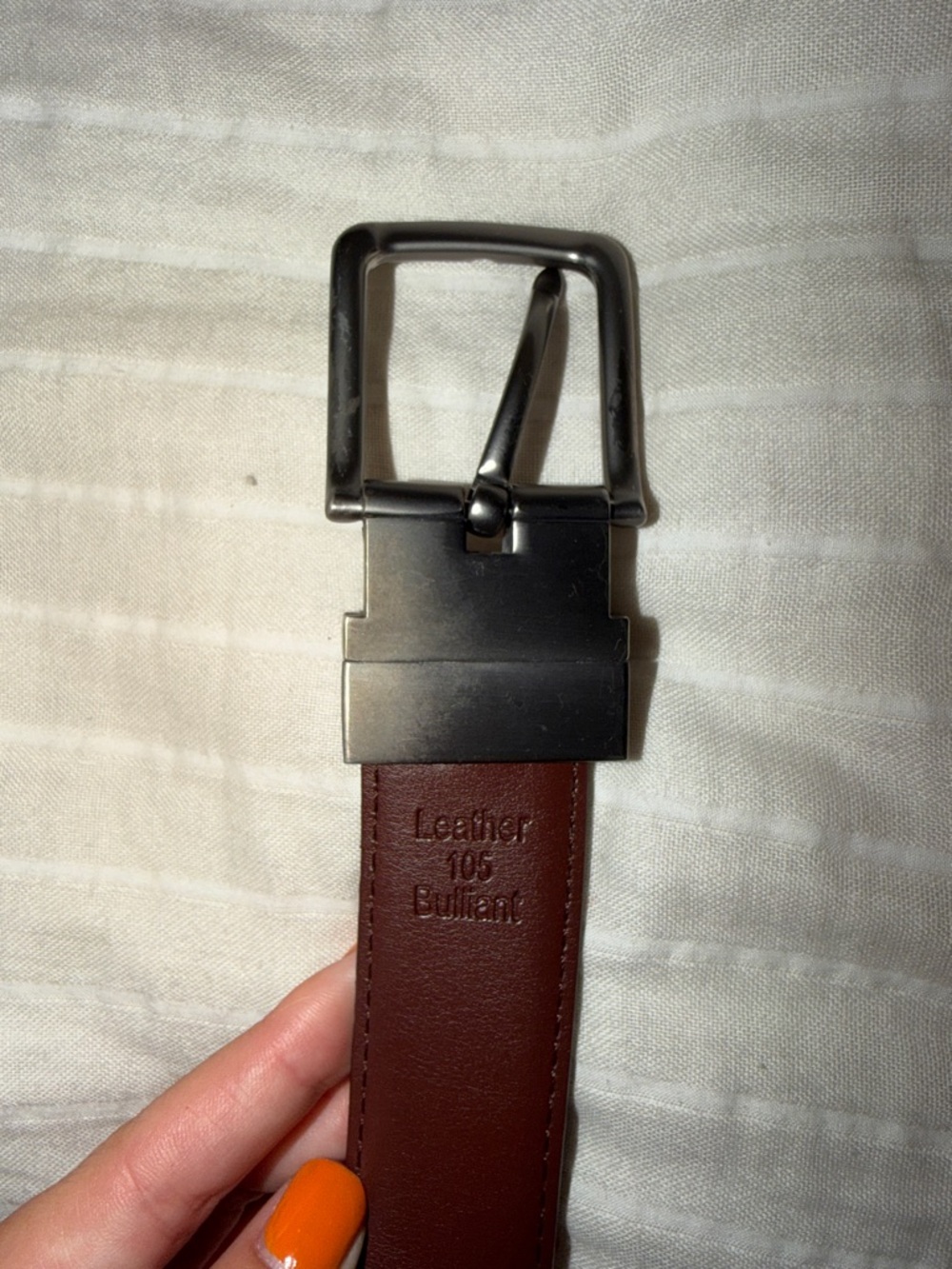 Brown Leather Belt with Gunmetal Buckle